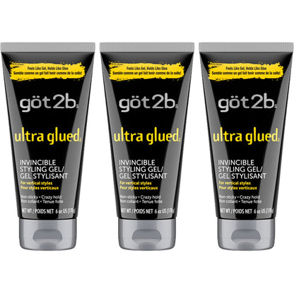 3 Pack - got2b Ultra Glued Invincible Extra Strong Hold Hair Gel 6oz