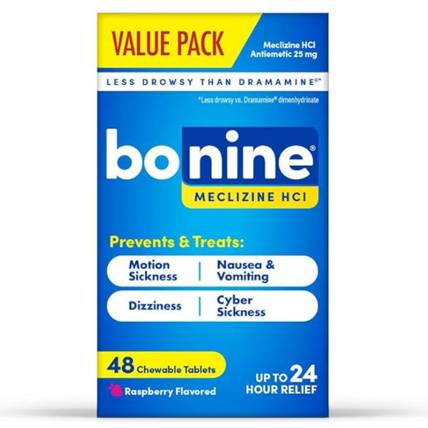 3 Pack - Bonine Non Drowsy Motion Sickness Relief Raspberry 48 Count