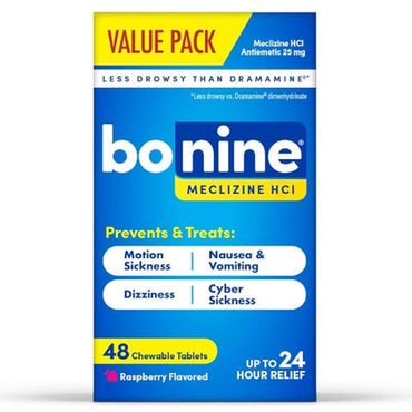 3 Pack - Bonine Non Drowsy Motion Sickness Relief Raspberry 48 Count