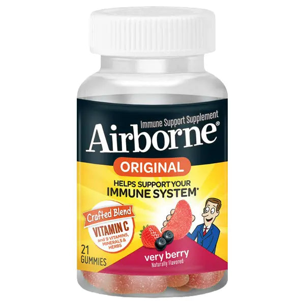 3 Pack - Airborne Mixed Berry Vitamin C Gummies Immune Support 21 Count Airborne