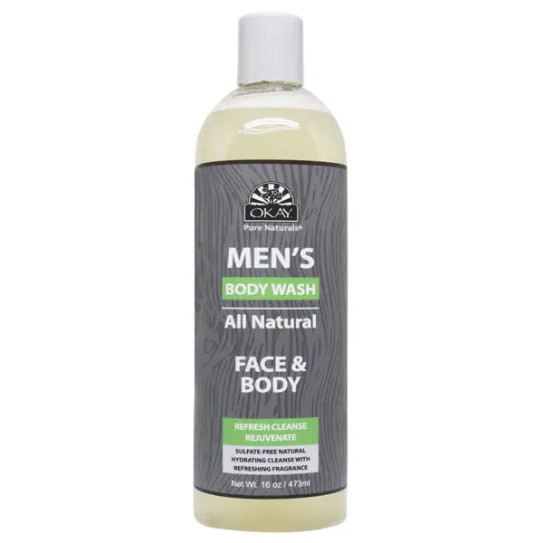 3 Pack - OKAY Pure Naturals Men's All Natural Body & Face Wash 16 oz Okay Pure Naturals