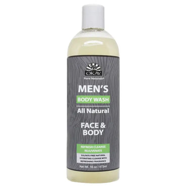 3 Pack - OKAY Pure Naturals Men's All Natural Body & Face Wash 16 oz Okay Pure Naturals