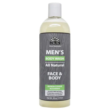 3 Pack - OKAY Pure Naturals Men's All Natural Body & Face Wash 16 oz Okay Pure Naturals