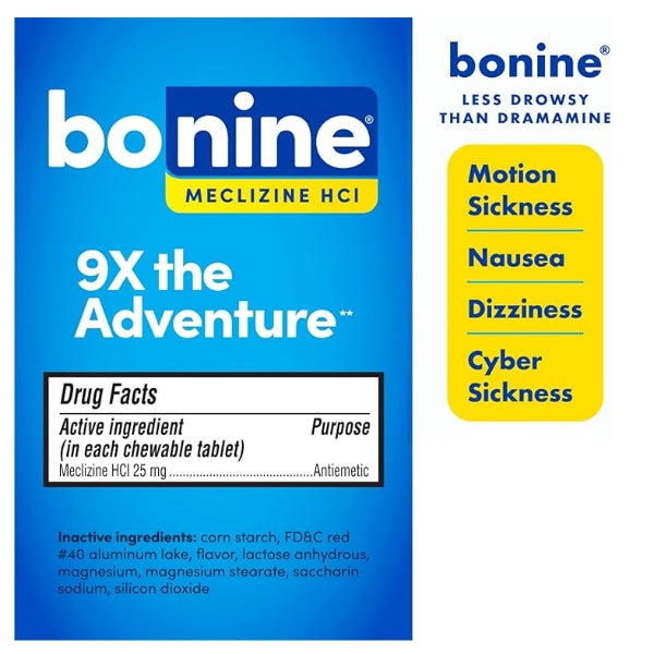 3 Pack - Bonine Non Drowsy Motion Sickness Relief Raspberry 48 Count