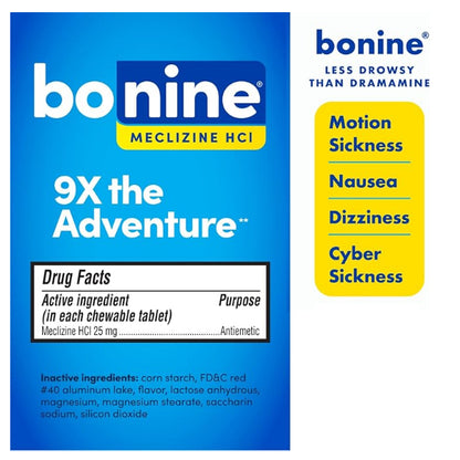 3 Pack - Bonine Non Drowsy Motion Sickness Relief Raspberry 48 Count