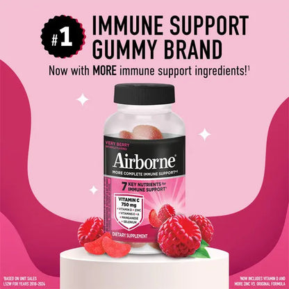 3 Pack - Airborne Mixed Berry Vitamin C Gummies Immune Support 21 Count Airborne