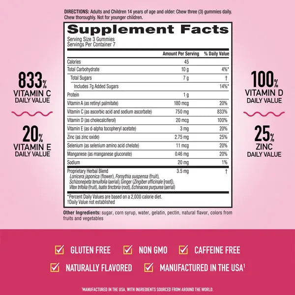 3 Pack - Airborne Mixed Berry Vitamin C Gummies Immune Support 21 Count Airborne