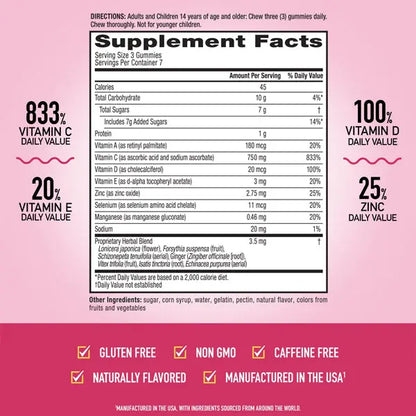 3 Pack - Airborne Mixed Berry Vitamin C Gummies Immune Support 21 Count Airborne