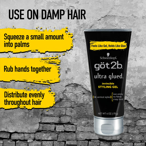 3 Pack - got2b Ultra Glued Invincible Extra Strong Hold Hair Gel 6oz