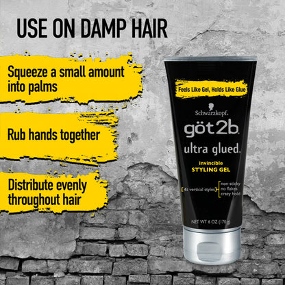 3 Pack - got2b Ultra Glued Invincible Extra Strong Hold Hair Gel 6oz