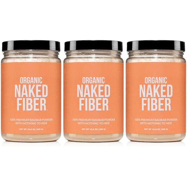 3 Pack - Naked Fiber Organic Baobab Powder Fiber Supplement 10.6oz