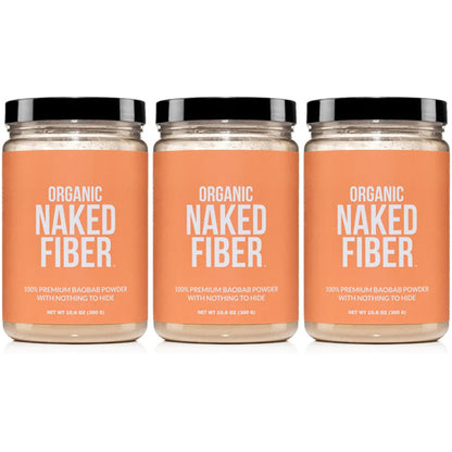 3 Pack - Naked Fiber Organic Baobab Powder Fiber Supplement 10.6oz