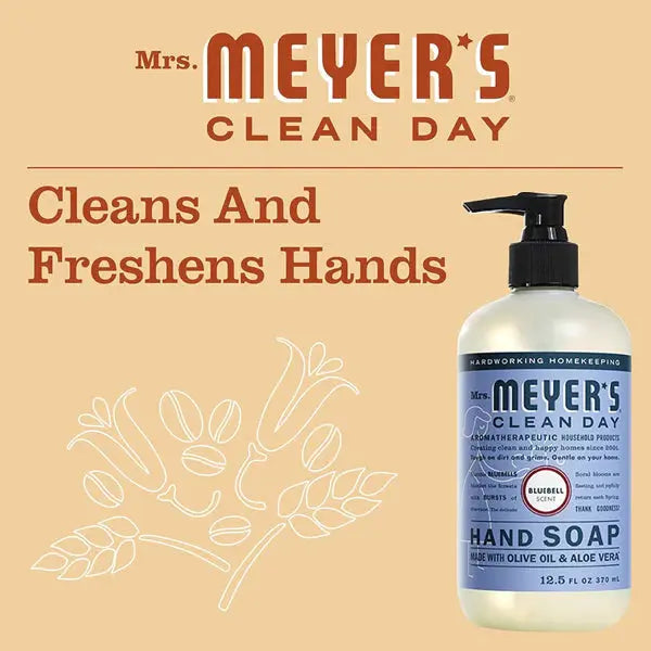 6 Pack - MRS. MEYER'S CLEAN DAY Hand Soap Bluebell Scent 12.5oz Mrs. Meyer's
