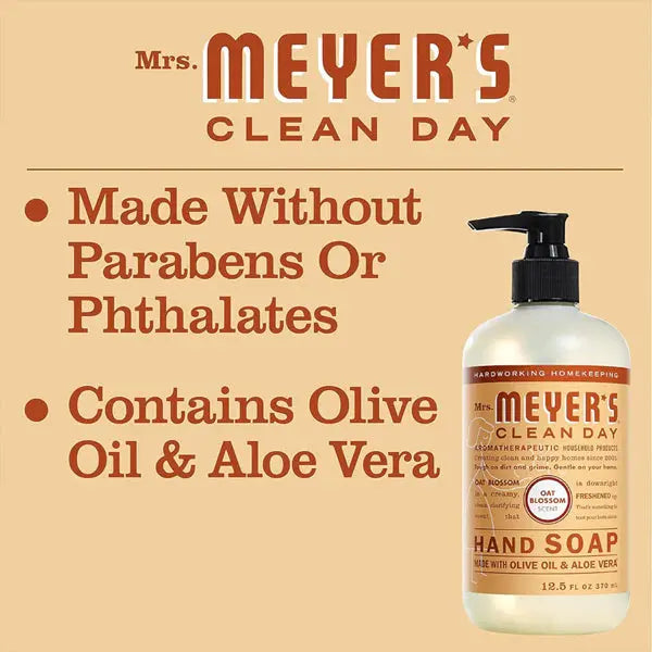 6 Pack - MRS. MEYER'S CLEAN DAY Hand Soap Oat Blossom Scent 12.5oz Mrs. Meyer's