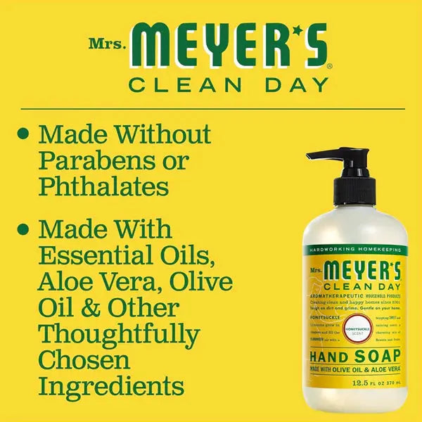 6 Pack - MRS. MEYER'S CLEAN DAY Hand Soap Honeysuckle Scent 12.5oz Mrs. Meyer's