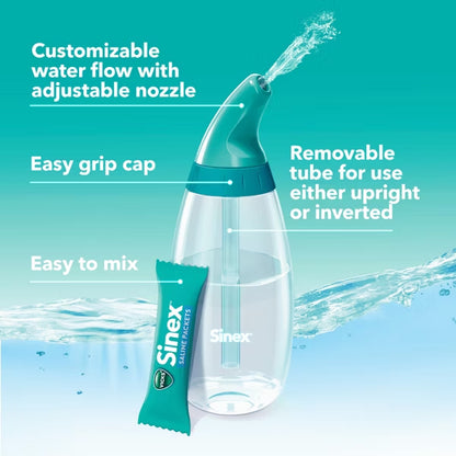 2 Pack - Vicks Sinex Saline Nasal Rinse Starter Kit 1 Bottle + 30 Refill Packets Each