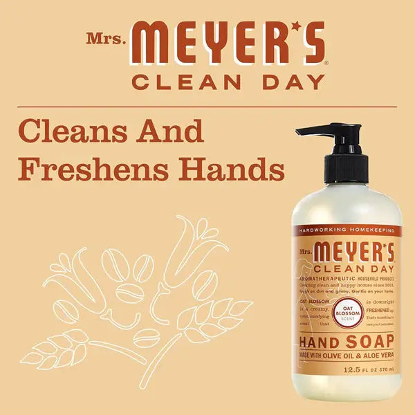 6 Pack - MRS. MEYER'S CLEAN DAY Hand Soap Oat Blossom Scent 12.5oz Mrs. Meyer's