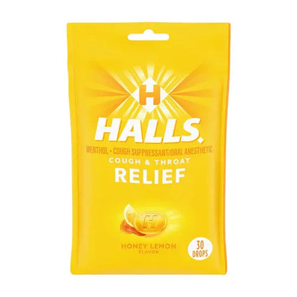 6 Pack - HALLS Relief Honey Lemon Cough Drops 30 Count Halls