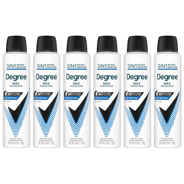 6 Pack - Degree Men's Max Protection 3 in 1 Extra Fresh Dry Spray Antiperspirant 4.8oz