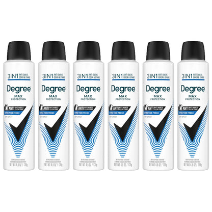 6 Pack - Degree Men's Max Protection 3 in 1 Extra Fresh Dry Spray Antiperspirant 4.8oz