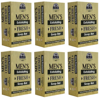 6 Pack - OKAY Pure Naturals Men's Exfoliating Fresh Soap Bar 9oz Okay Pure Naturals