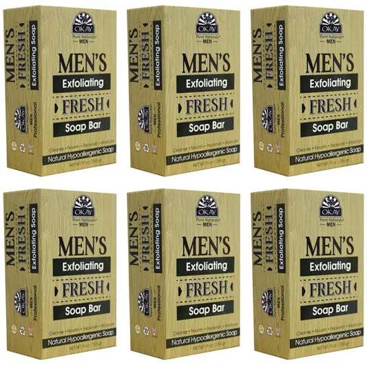 6 Pack - OKAY Pure Naturals Men's Exfoliating Fresh Soap Bar 9oz Okay Pure Naturals