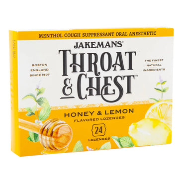 6 Pack - Jakemans Honey Lemon Throat & Chest Lozenge 24 Count Each