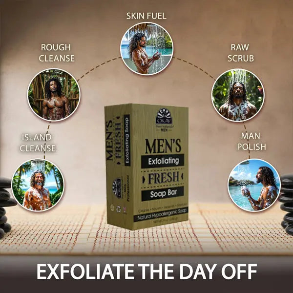 6 Pack - OKAY Pure Naturals Men's Exfoliating Fresh Soap Bar 9oz Okay Pure Naturals