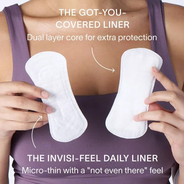 3 Pack - Cora Organic Cotton Ultra Thin Panty Liners Regular Absorbency 40 Count Each