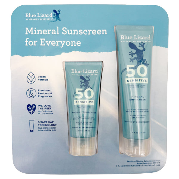 Blue Lizard Mineral Australian Sensitive Sunscreen SPF 50 5 + 3oz 2 Pack