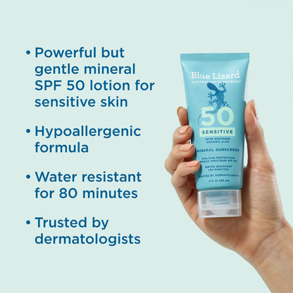 Blue Lizard Mineral Australian Sensitive Sunscreen SPF 50 5 + 3oz 2 Pack