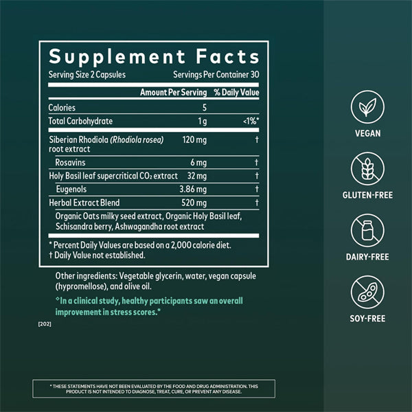 Gaia Herbs Adrenal Health Nightly Restore 60 Vegan Capsules