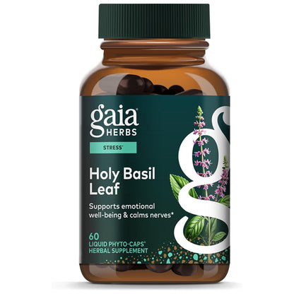 Gaia Herbs Holy Basil Leaf for Stress Support 60 Vegan Capsules
