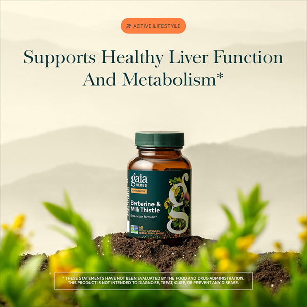 Gaia Herbs Berberine & Milk Thistle Liver Support 60 Vegan Capsules