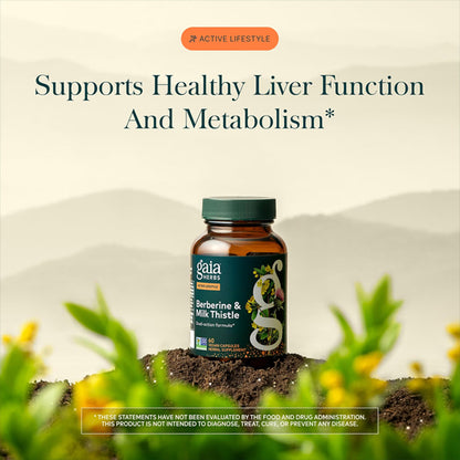 Gaia Herbs Berberine & Milk Thistle Liver Support 60 Vegan Capsules
