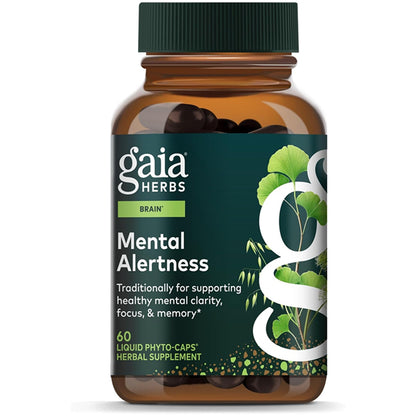 Gaia Herbs Mental Alertness Brain Support Supplement 60 Vegan Capsules
