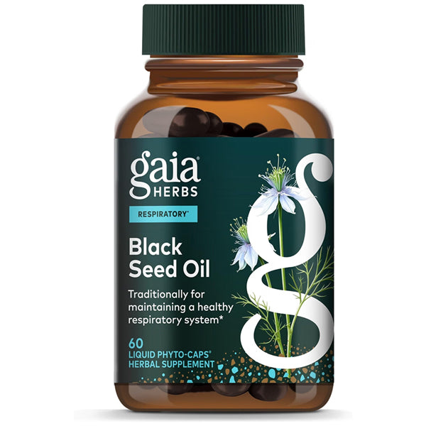Gaia Herbs Black Seed Oil Lung Health Supplement 60 Vegan Capsules