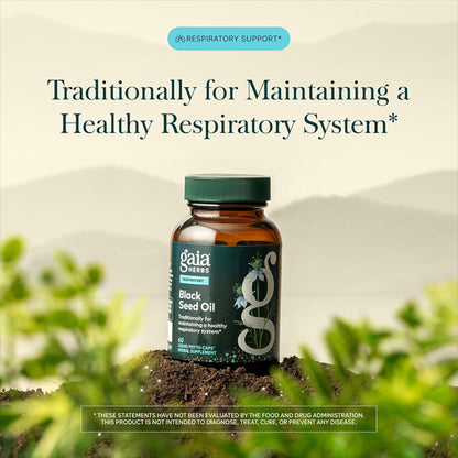Gaia Herbs Black Seed Oil Lung Health Supplement 60 Vegan Capsules