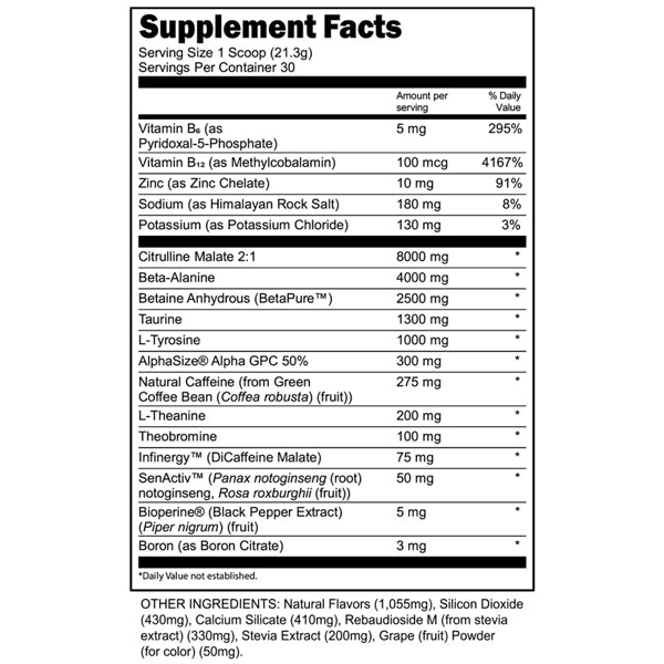 Transparent Labs Bulk Black Pre Workout Blueberry Pomegranate 30 Servings