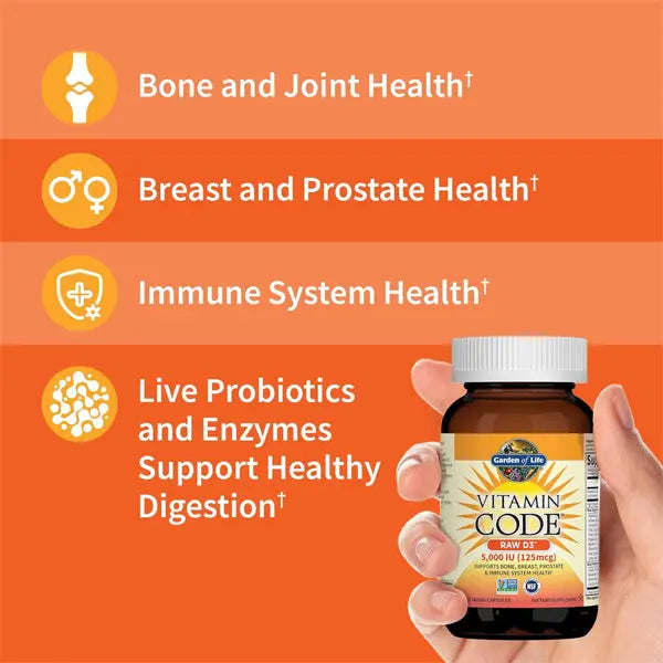 Garden of Life Vitamin Code Raw D3 5000 IU 60 Vegetarian Capsules Garden of Life