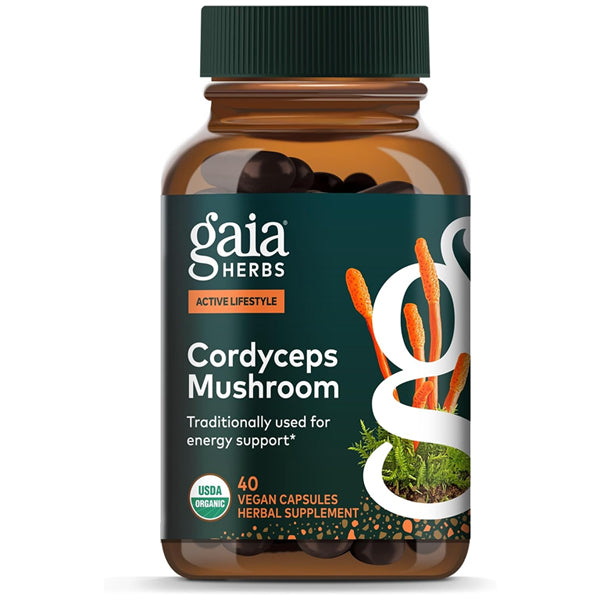 Gaia Herbs Cordyceps Mushroom Energy Support 40 Vegan Capsules