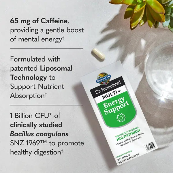 2 Pack - Garden of Life Dr. Formulated Multi+ Energy Support 30 Capsules Garden of Life