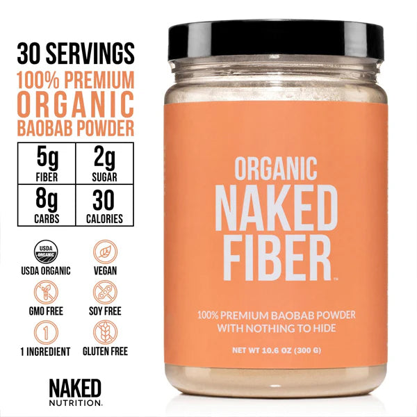 3 Pack - Naked Fiber Organic Baobab Powder Fiber Supplement 10.6oz