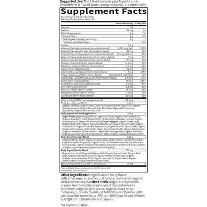 Garden of Life Sport Nutrition Greens and Superfoods Powder Apple Berry 30 Servings Garden of Life