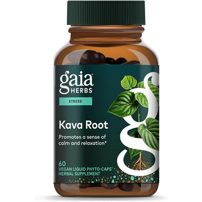 Gaia Herbs Kava Root Relaxation Support 60 Vegan Capsules