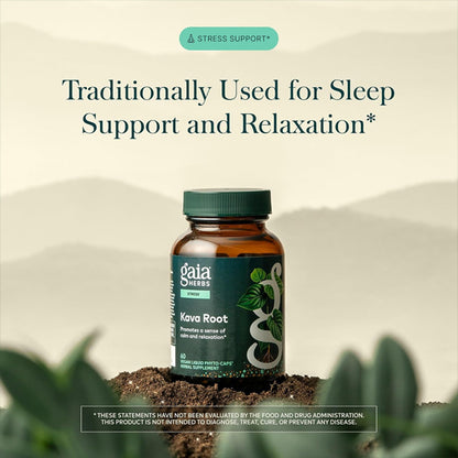 Gaia Herbs Kava Root Relaxation Support 60 Vegan Capsules