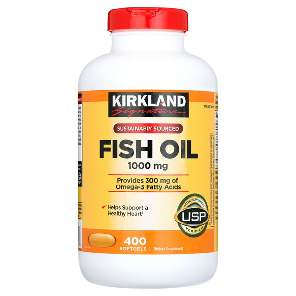 2 Pack - Kirkland Signature Fish Oil 1000 mg. Supports Healthy Heart - 400 Softgels Kirkland