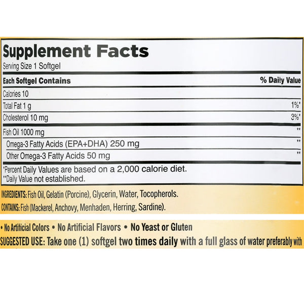 Kirkland Signature Fish Oil 1000 mg. Supports Healthy Heart - 400 Softgels Kirkland