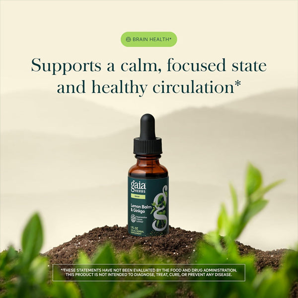 Gaia Herbs Lemon Balm & Ginkgo 1oz Regenerative Organic Certified