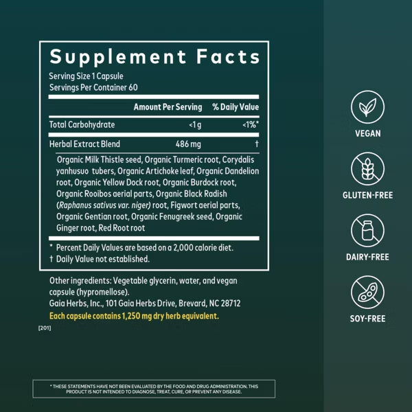 Gaia Herbs Liver Cleanse Liver Health Support 60 Vegan Capsules